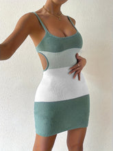 Color Block Scoop Neck Cover Up Dress OutfitFlow